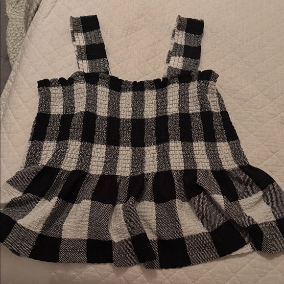 LOFT Black and White Plaid Tank Top - Picture 3 of 4